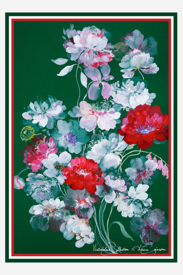 greenery silk scarf 100 x 70 cm